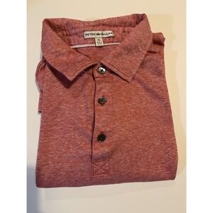 Peter Millar Golf  Linen Cotton Blend Red 1/4 Button Collar Polo Men's‎ XL